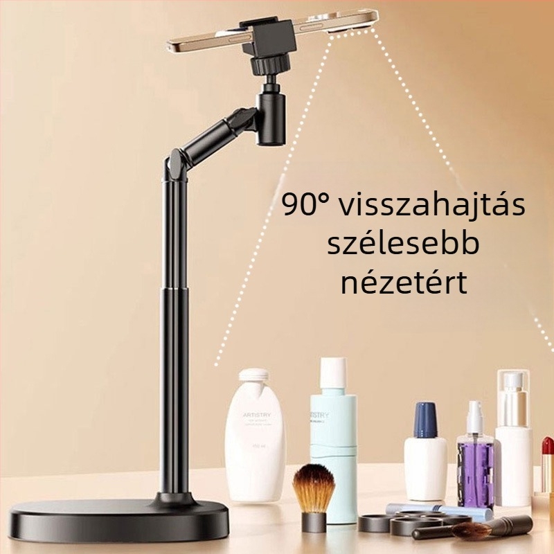 Asztali felületről történő felvételi állvány – alumíniumötvözet, állítható teleszkópos és forgó fej, maximális teher 2 kg, tömeg 540 g
