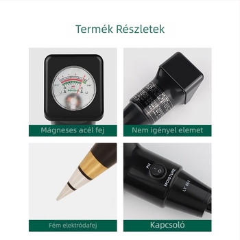Talaj pH-tesztelő és nedvességmérő, modell Zy-601