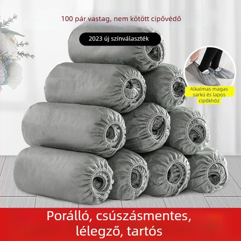 Egyszer használatos cipővédők, nem szőtt anyagból, vastagított, vízálló, kopásálló, csúszásmentes, belső használatra, otthonra, számítógépes szobákra, diákoknak és vendégeknek.