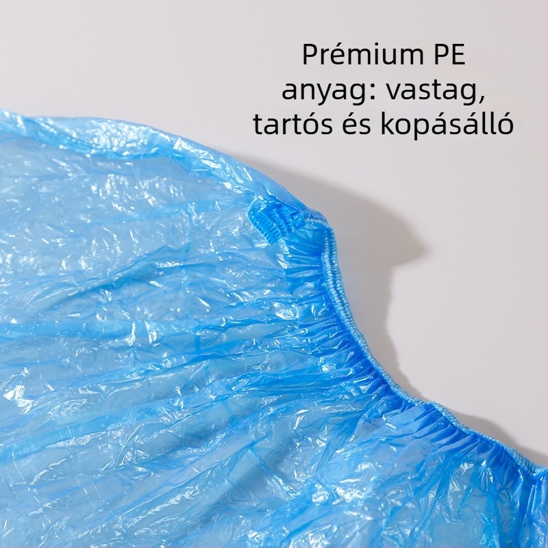 Egyszer használatos átlátszó PE cipővédő – vízálló, porálló, megerősített, háztartási használatra