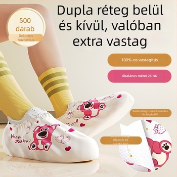 Vastagított egyszer használatos cipővédők otthonra, kopásállóak, vízállóak, nem szőtt anyagból, beltéri csúszásmentes felülettel, alkalmas diákok és vendégek számára, újrahasználható