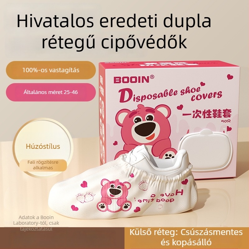 Vastagított egyszer használatos cipővédők otthonra, kopásállóak, vízállóak, nem szőtt anyagból, beltéri csúszásmentes felülettel, alkalmas diákok és vendégek számára, újrahasználható