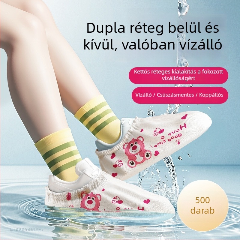 Vastagított egyszer használatos cipővédők otthonra, kopásállóak, vízállóak, nem szőtt anyagból, beltéri csúszásmentes felülettel, alkalmas diákok és vendégek számára, újrahasználható