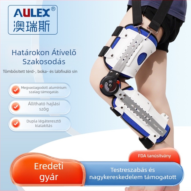 Aulex térdortézis általános használatra, anyag: magas szilárdságú alumínium ötvözetű hab, vádli védelem, lábszár-támogatás