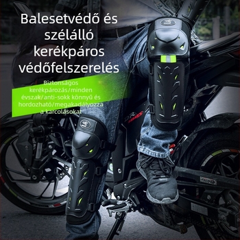 DESIGN PP Ké szélű és magas habosított védőfelszerelés négy részes készlet: térd- és könyökvédők, világító lábszárvédők kerékpározáshoz és kültéri használathoz