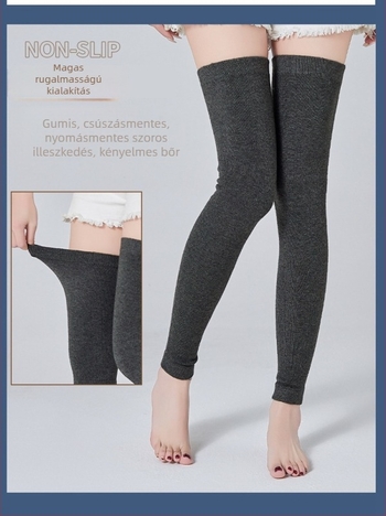 Gyapjúból készült lábszárvédők fleece bevonattal — hosszú cső dizájn, védelem a vádlira, elasztikus térd fölötti zokni