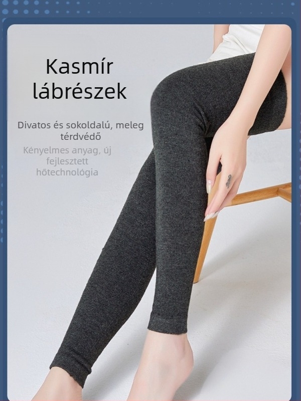 Gyapjúból készült lábszárvédők fleece bevonattal — hosszú cső dizájn, védelem a vádlira, elasztikus térd fölötti zokni