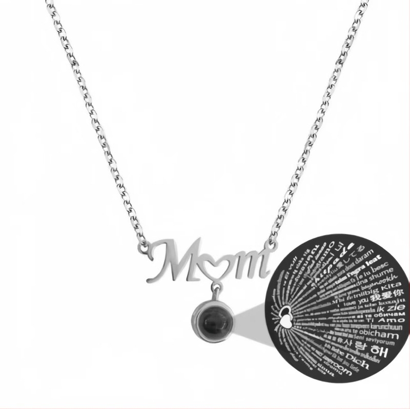 Titánium acélból készült nyaklánc, medál betűkkel/számokkal, keresztlánc, 41–50 cm, projekciós nyaklánc