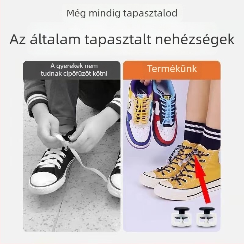 Gyerekeknek készült cipőfűző klipek – rugalmas rögzítő sportcipőkhöz