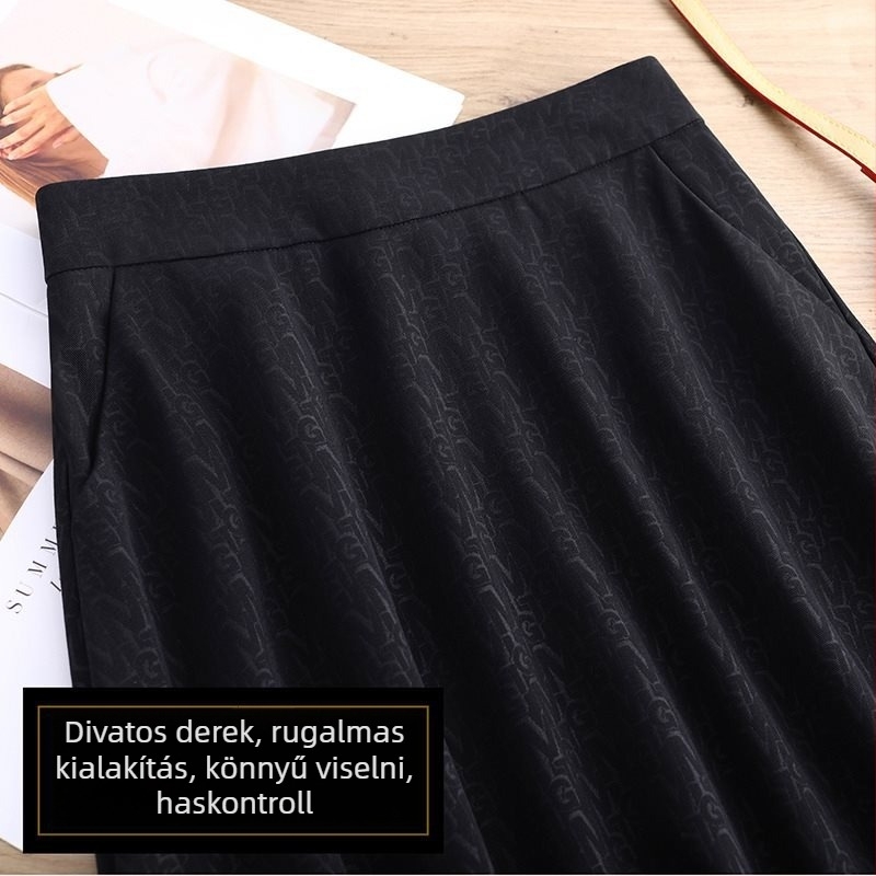Chen Biao A-vonalú midi pliszírozott szoknya, magas derekú, pamutkeverék anyag, téli 2022 kollekció