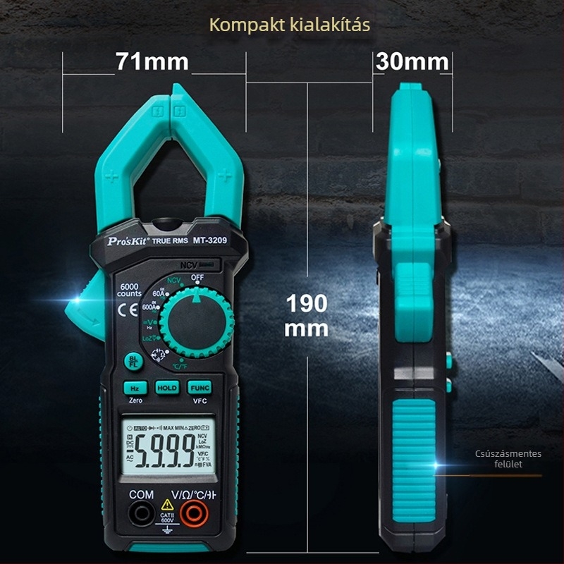 Digitális csuklós multiméter MT-3209-C, AC/DC mérés, automatikus tartomány, áram 60/600, ellenállás tartományok 600 Ω–60 MΩ