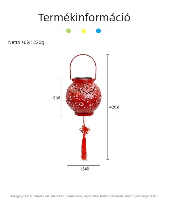 Napelemes lámpa vasból készült, áttört mintázatú projekcióval, ideális külső udvarra és kertbe, IP65 vízálló, LED fényforrás, 0,5 W, indukciós kapcsoló, üzemidő 6–12 óra