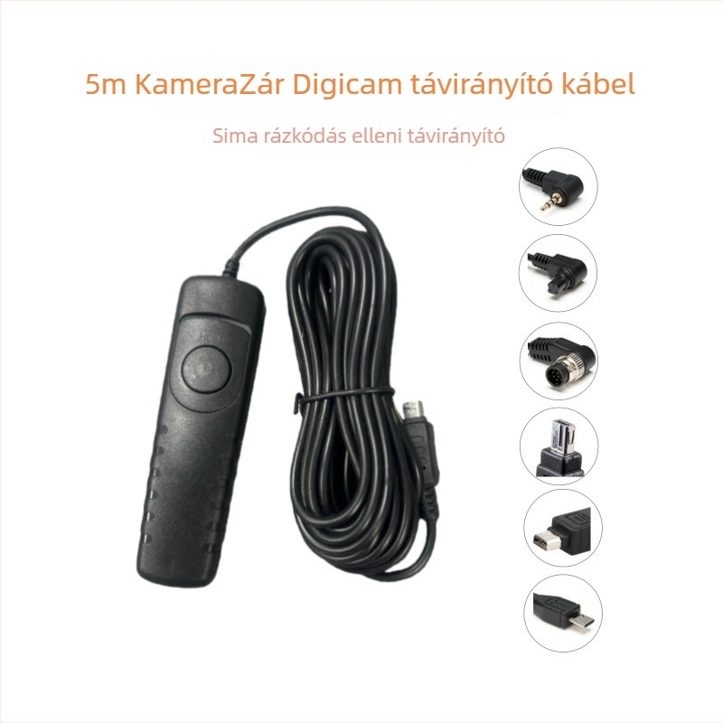 Kamera zár távirányító kábel – Modellek RS-60E3, 80N3, MC-DC2, MC-30, RM-VPR1, RM-UC1; Anyag: gumi; Maximális teher: több mint 10 kg; Tömeg: 50 g