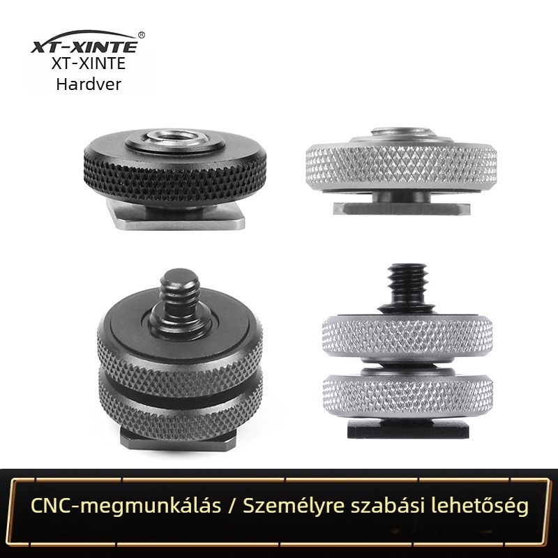 1/4-es kétszintes hot shoe alap konverter csavar SLR fényképezőgéphez — alumíniumötvözet, teherbírás 2–5 kg, tömeg 18 g