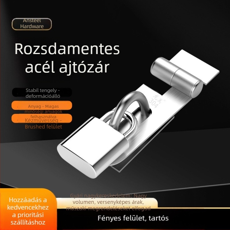 Longmei rozsdamentes acél ajtózár – 304-grade, elektroplatírozott felület; fa- és acélajtókhoz, biztonsági ajtókhoz és kapukhoz; modern minimalista stílus.