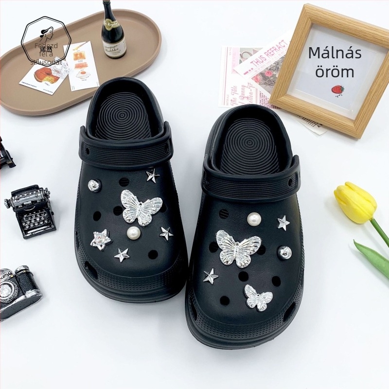 DIY papucs kiegészítők – Medve és virág dizájn, Modell NR-0014, Noran márka, egész éves használatra, lyukas cipőkhöz