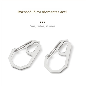 X-TOOLS Rozsdamentes acélból készült nyolcszögletű karabiner kulcstartó gyorsoldó kampó, többfunkciós, maximális teher 20