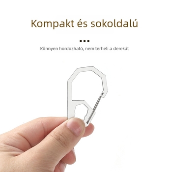 X-TOOLS Rozsdamentes acélból készült nyolcszögletű karabiner kulcstartó gyorsoldó kampó, többfunkciós, maximális teher 20