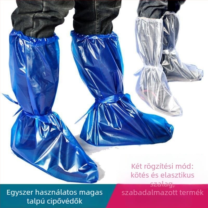 Egyszer használatos vízálló cipővédő, hosszú felsőcsővel, megvastagodott műanyag lábvédő külső gazdaságokhoz; Anyag: PE/plasztik; Eredet: Hubei tartomány; Engedélyszám XK16-204-04256