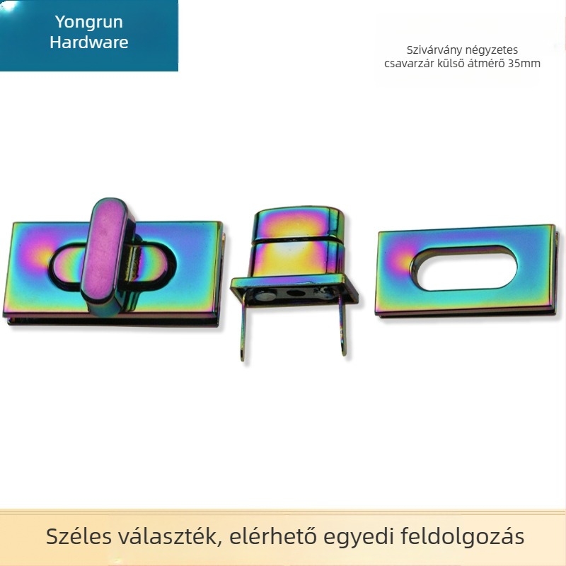 Téglalap alakú csavarodó zár poggyászhoz – fém poggyász-hardver kiegészítő, modell Y1280