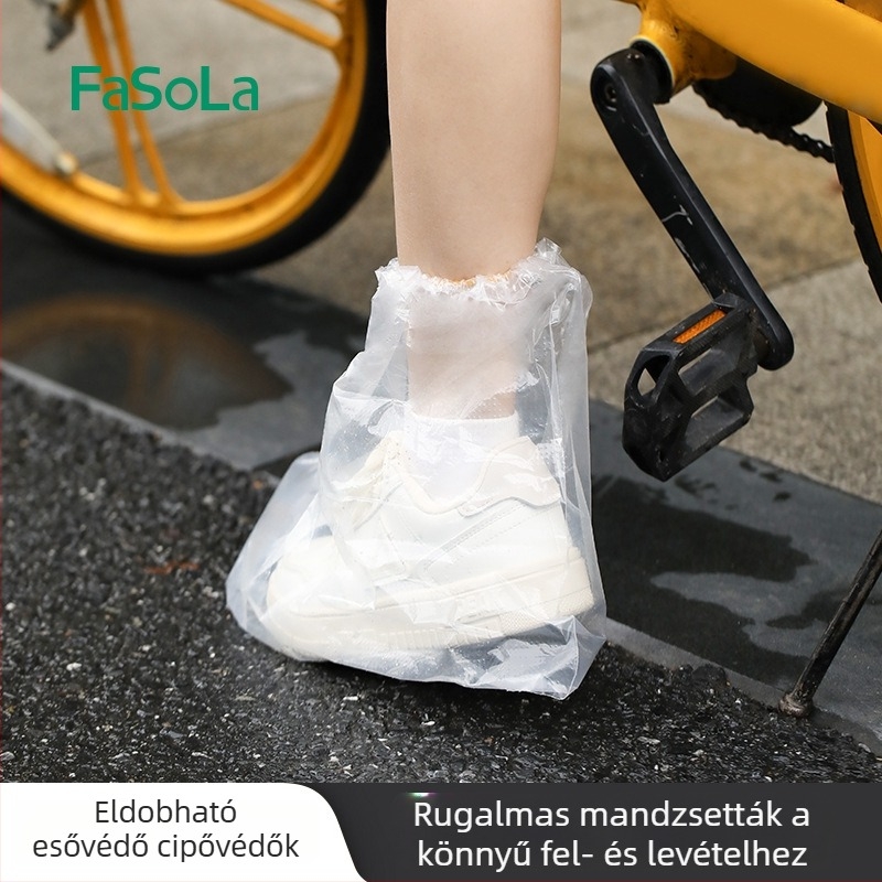 FaSoLa Egyszer használatos cipővédők esőre, vízálló, csúszásmentes, átlátszó, megerősített, hordozható, hosszú