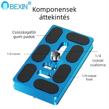 Pu sorozat alumínium gyorskioldó lemez SLR kamerákhoz – állványhoz és gimbalhoz, teherbírás 6–10 kg