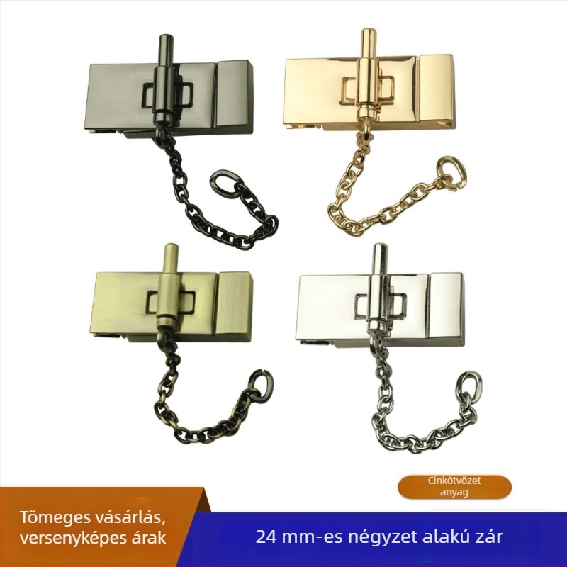 Disznó alakú táskazár, öntött cinkötvözetből, dekoratív négyszögletes forgózár