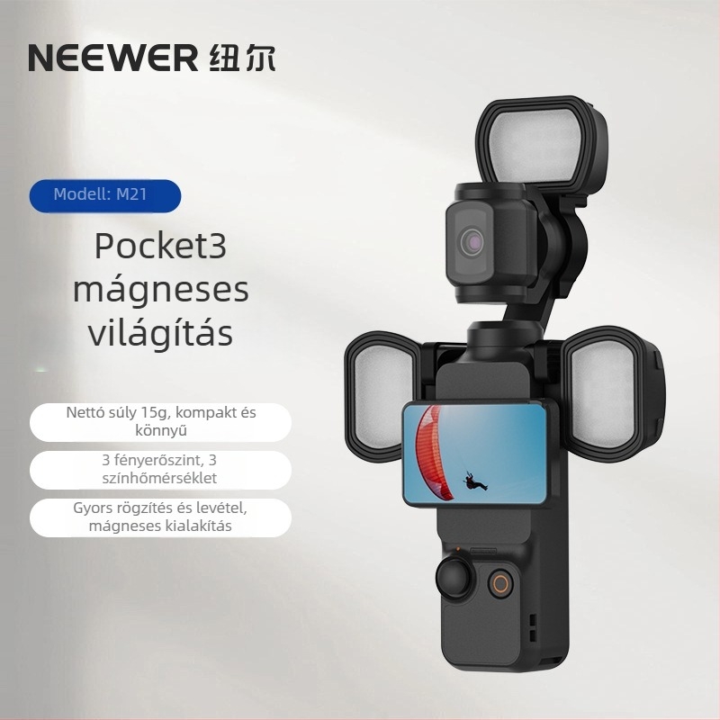 Neewer M21 töltőfény DJI Pocket 3-hoz mágneses tartóval, maxim terhelés 2 kg