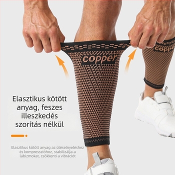 Réztartalmú vádli-kompressziós cső, csúszásmentes kötött anyaggal, futáshoz és sporthoz