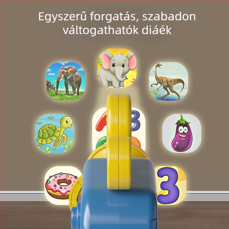 Gyerekeknek szánt vetítőjáték mini projektorral a korai oktatáshoz, műanyag kivitel, 4–6 éveseknek