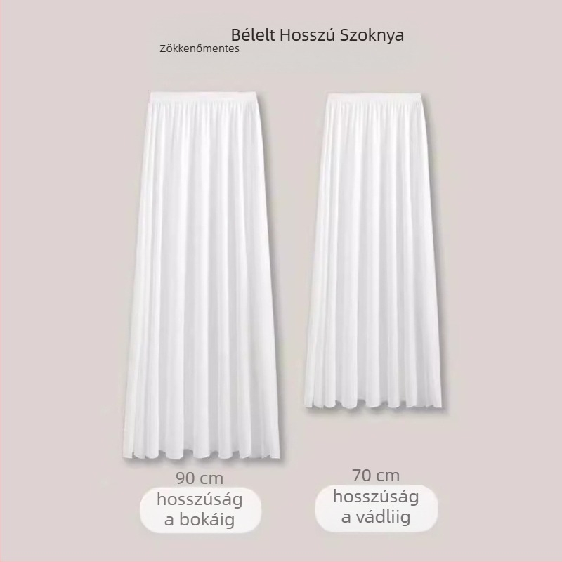 Hanfu alapszoknya csúszásmentes béléssel, belső chiffon midi szoknya, rétegzett pántok, sokoldalú alapszoknya
