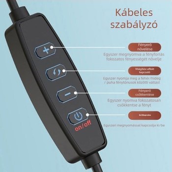 Fotózásra szolgáló lágyfényű világítás — ABS+fém test; maximális terhelés 2 kg; tömeg 392 g; modell 000183