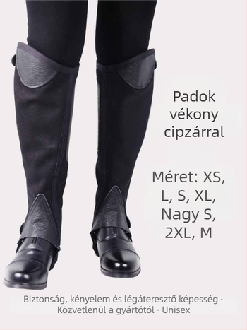 Vászon lovas leggings cipzárral, lábszárvédő, kopásálló védőfelszerelés lovagláshoz