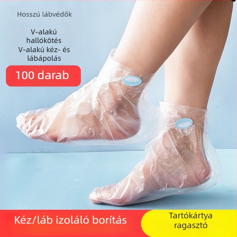 Egyszer használatos lábvédő, átlátszó műanyag PE/polietilén, vízálló és biológiailag lebomló