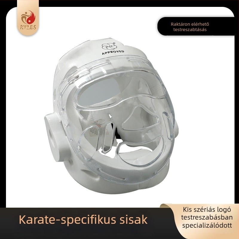 Karaté sisak arcvédővel versenyre és edzésre — poliészter rostos test
