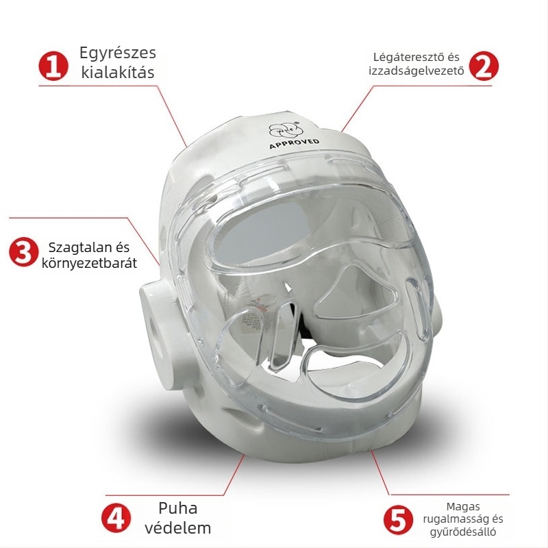 Karaté sisak arcvédővel versenyre és edzésre — poliészter rostos test