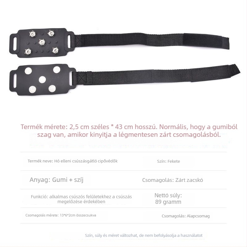 Csúszásmentes cipővédő 5‑fogas cramponokkal, gumiból, 1 pár, Easy buckle