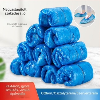 Egyszer használatos vastagított műanyag cipővédők, vízálló és porálló, belső terekre, osztálytermekbe és műhelyekbe