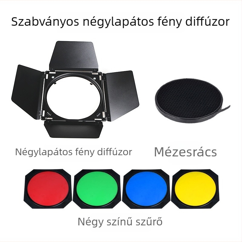 Stúdió világítási kiegészítő: négylevelű fényvédő, méhsejt háló, színszűrő, modell SY-S-2