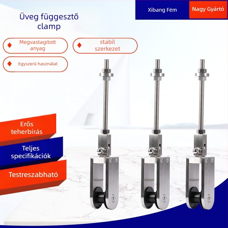 Üveg függőcsipesz, rozsdamentes acél, Xibang Metal, modern minimalist stílus, üveg függönyfalhoz