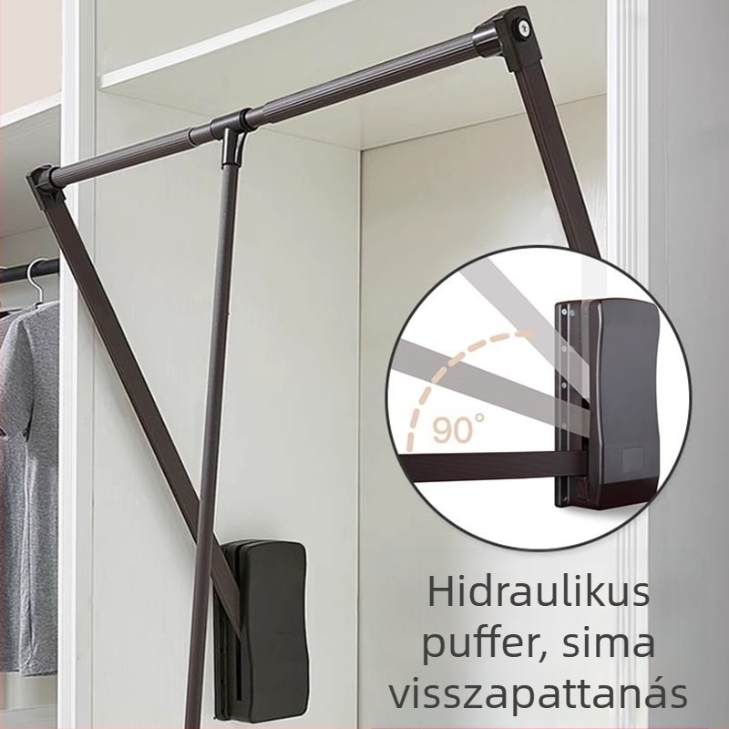 Kihúzható ruhaszárító rúd ruhásszekrényhez, állítható vállfa, függőleges ruhatár-rúd