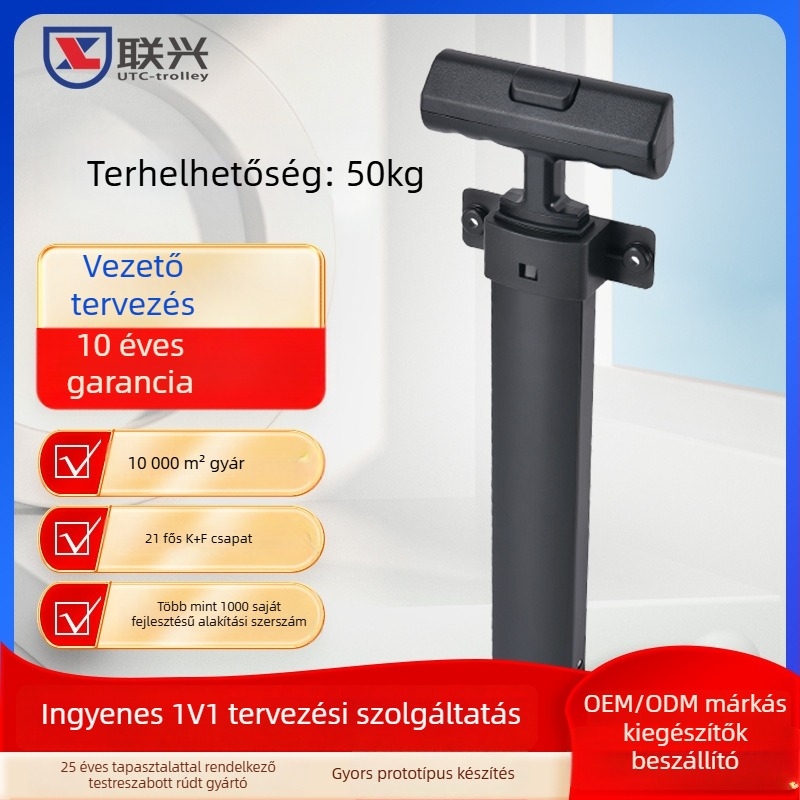 A alumínium ötvözetű teleszkópos húzórúd külső energiaellátó eszközökhöz és hordozható kerekesszékre; kopásálló, csökkenti a terhet, tárolható; testreszabható logó