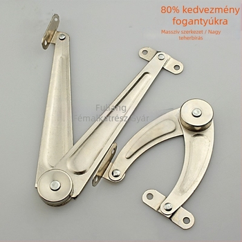 Rozsdamentes acélból készült szekrény-támasztó rúd, modell 512, bútorokhoz és hosszú dob támogatásához — modern, letisztult stílus; elektroplakolás, nikkelezés, stancolás, öntés