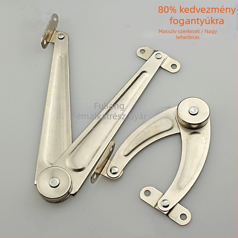 Rozsdamentes acélból készült szekrény-támasztó rúd, modell 512, bútorokhoz és hosszú dob támogatásához — modern, letisztult stílus; elektroplakolás, nikkelezés, stancolás, öntés