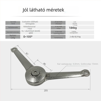 Ajtókhoz gázrugó, cink ötvözetből, modell FUS, az ajtó felnyitására és leeresztésére, modern minimál stílus