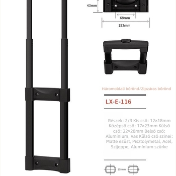 Bőrönd kiegészítők: több részes teleszkópos fogantyú univerzális kerekekkel, vas anyag, Loncin márka, nubuk bőr, 2025 tavasz
