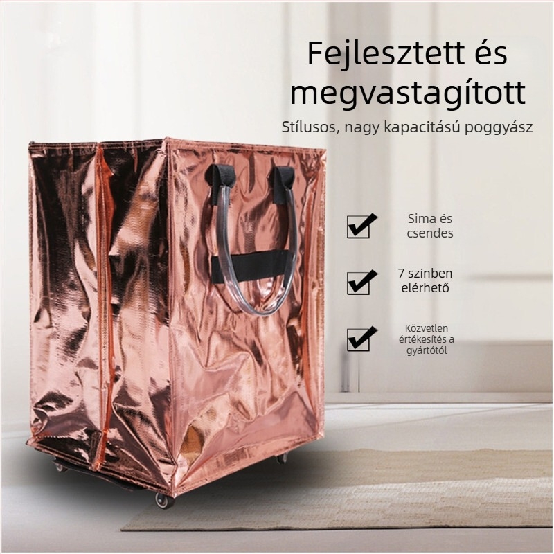 Összecsukható bevásárlókocsi utazótáska univerzális kerekekkel, kapacitás 20–35 L, PCS anyag, belső bélés: szintetikus bőr, utazásokhoz ideális