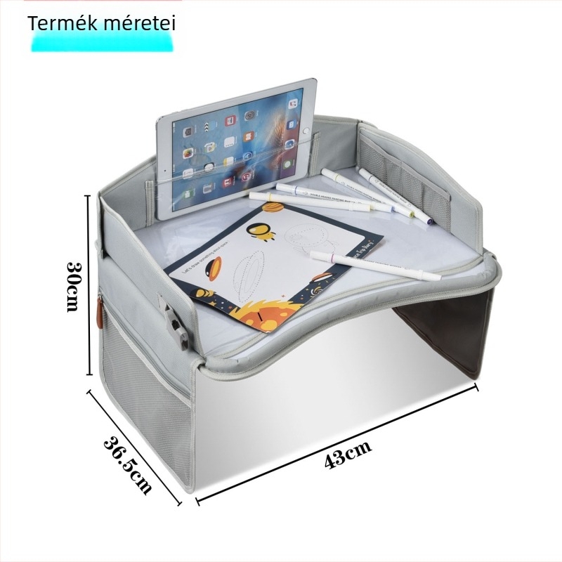 Gyerekeknek szóló autós ülés alatti tálca, összecsukható, multifunkcionális rajztábla és játékok tárolója, vízálló és ultra könnyű, Oxford anyagból