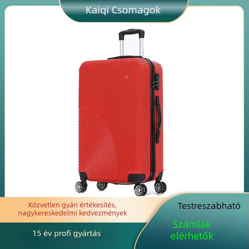 Utazótáska univerzális kerekekkel, ABS+PC anyagból, nagy kapacitású, cipzáras nyitás, jelszavas zár