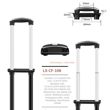 Longxin CF-108 Poggyászfogó, Vasból készült, Több részes teleszkópos kialakítás